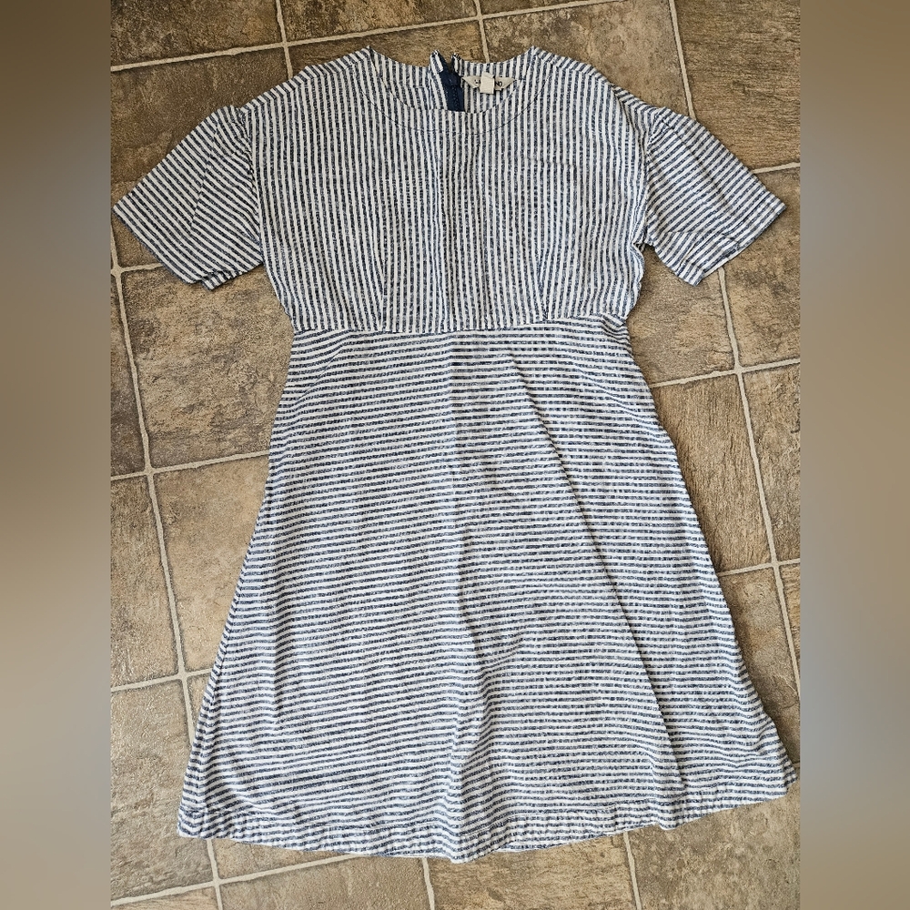 Land's End blue and white striped dress
